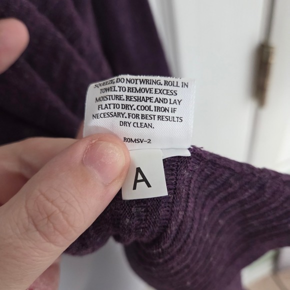 Eileen Fisher Purple Textured Knit Open Front Cardigan Cotton Linen Blend Small - Picture 7 of 8